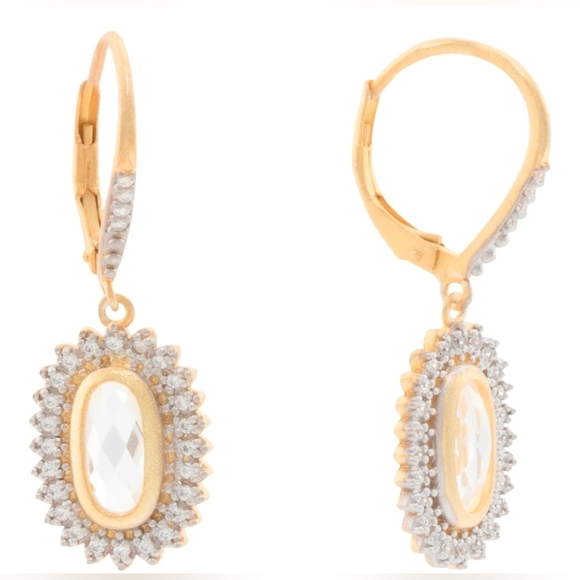 💛🔹️Freida Rothman 🔹️14kt Gold Plated Happily Ever After Lever Back Earrings - Picture 1 of 2